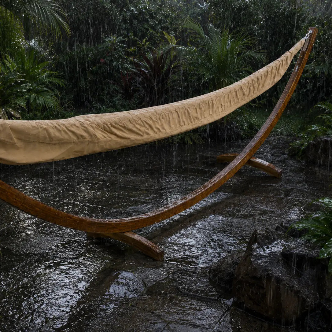 Hammock in the rain with a natural background