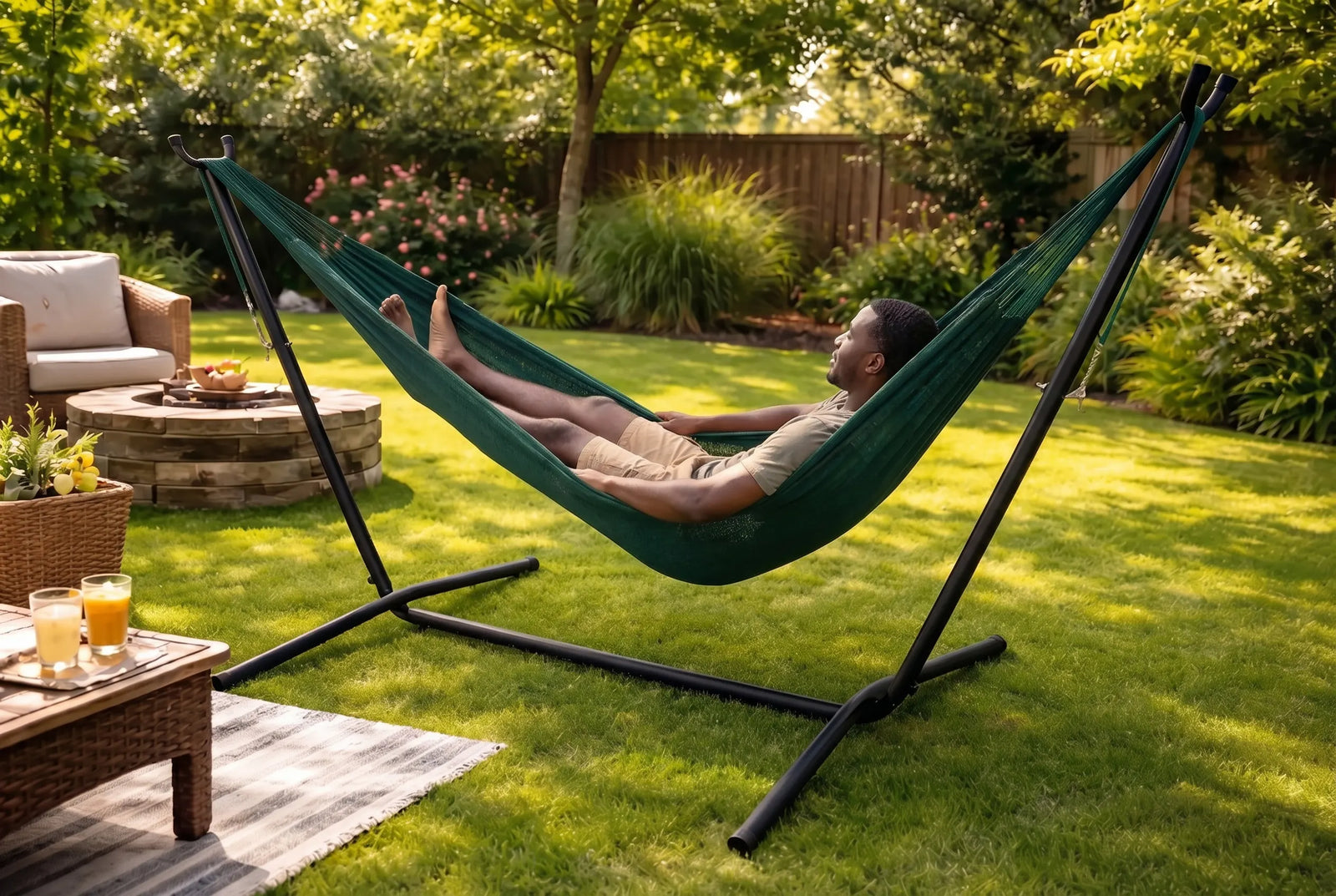 Double Mayan Hammock with Universal Stand
