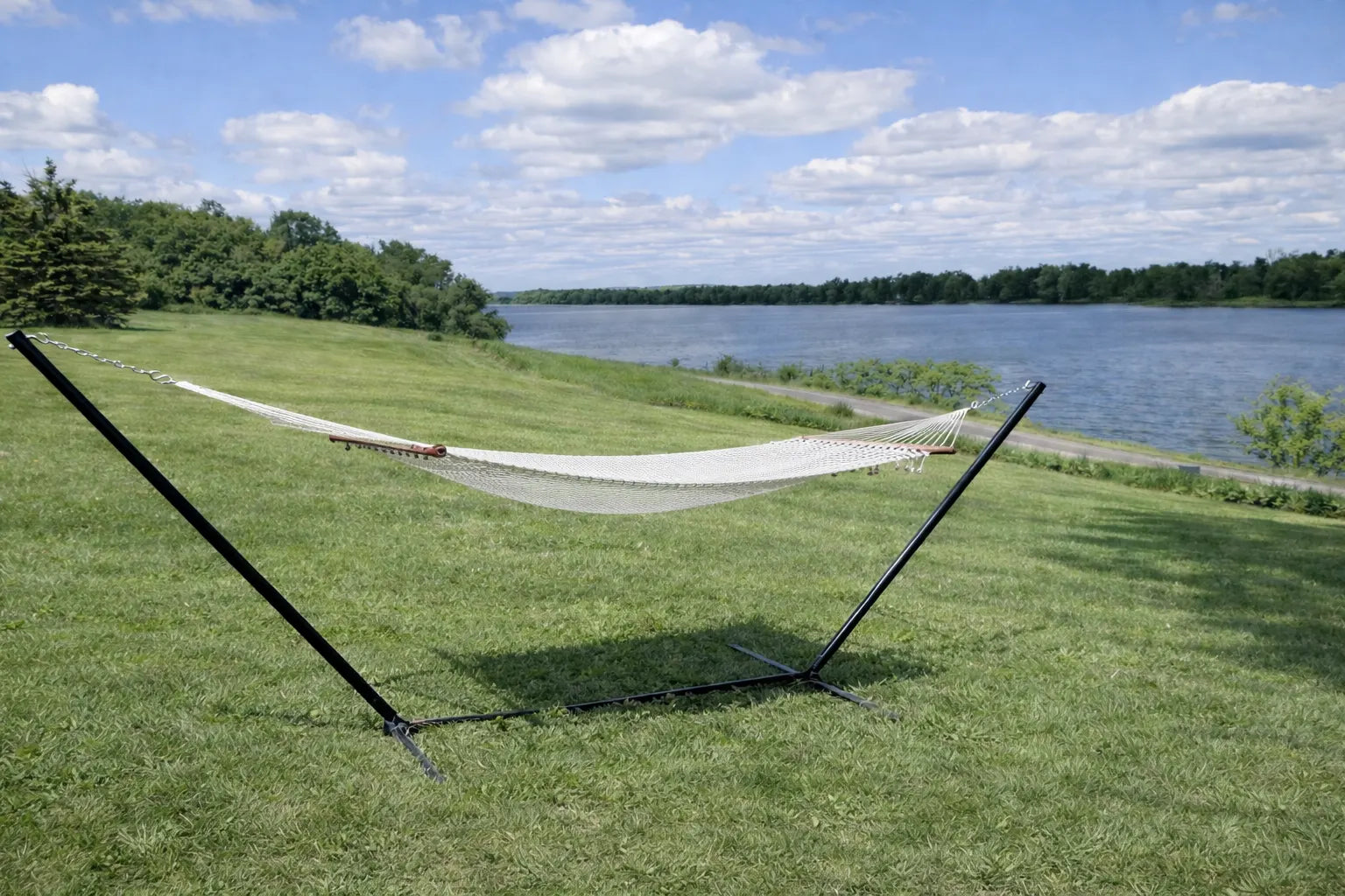 Deluxe Polyester Rope Hammock with 3-Beam Stand