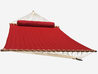 Hammock Universe Hammocks Olefin Double Quilted Hammock with Matching Pillow and Eco-Friendly Bamboo Stand