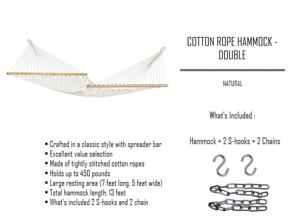 Cotton rope hammock with included accessories on a white background  50501-PWT