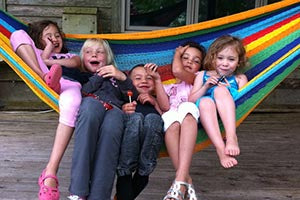 kids in a colourful XL Mayan Hammocks