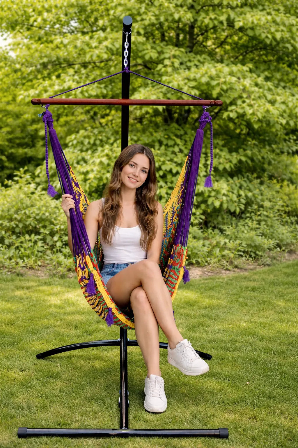 Deluxe Mayan Hammock Chair with Universal Chair Stand