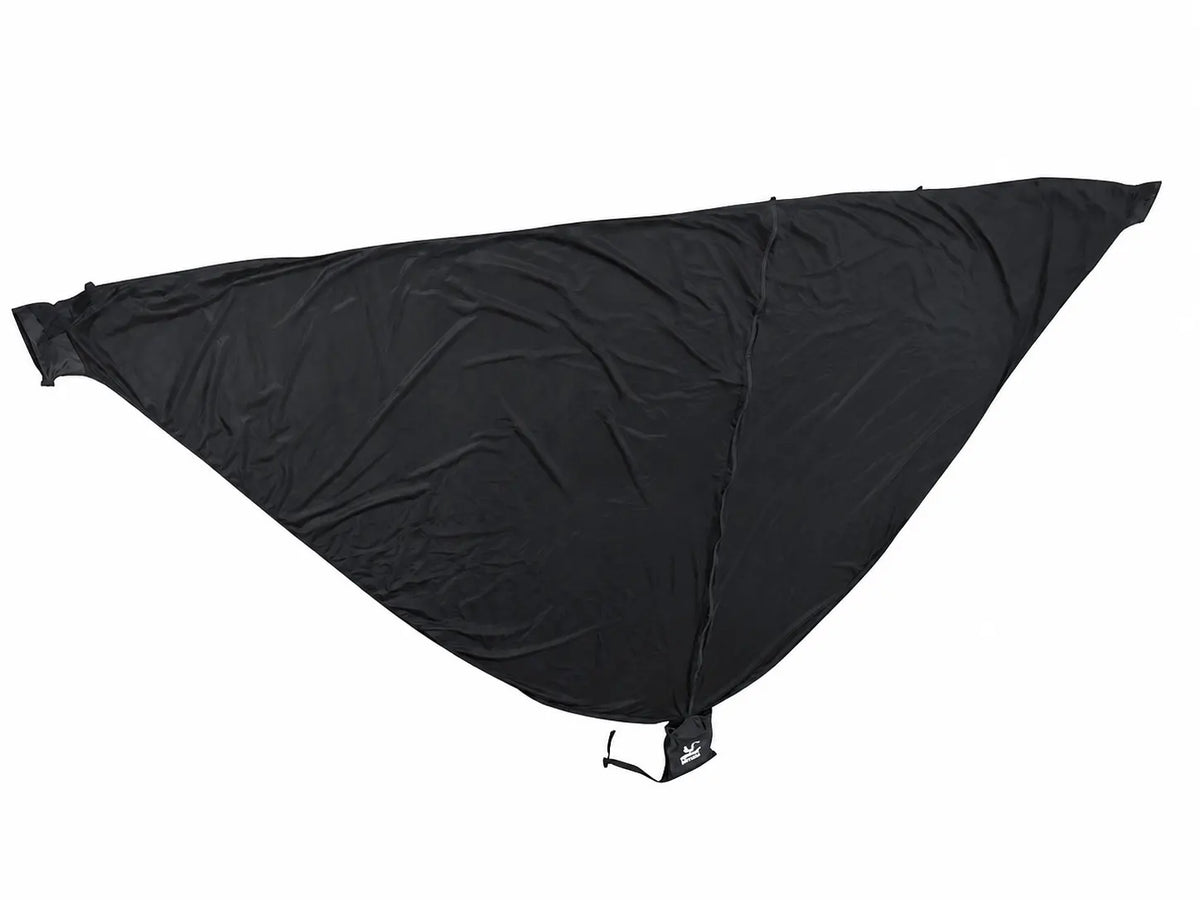 Black triangular tent on a white background