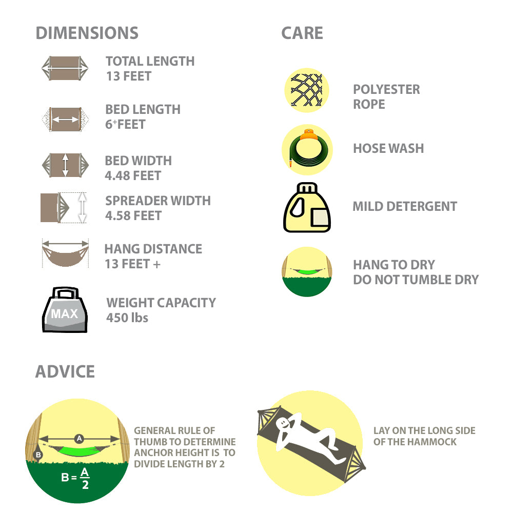 Deluxe Polyester Rope Hammock with 3-Beam Stand