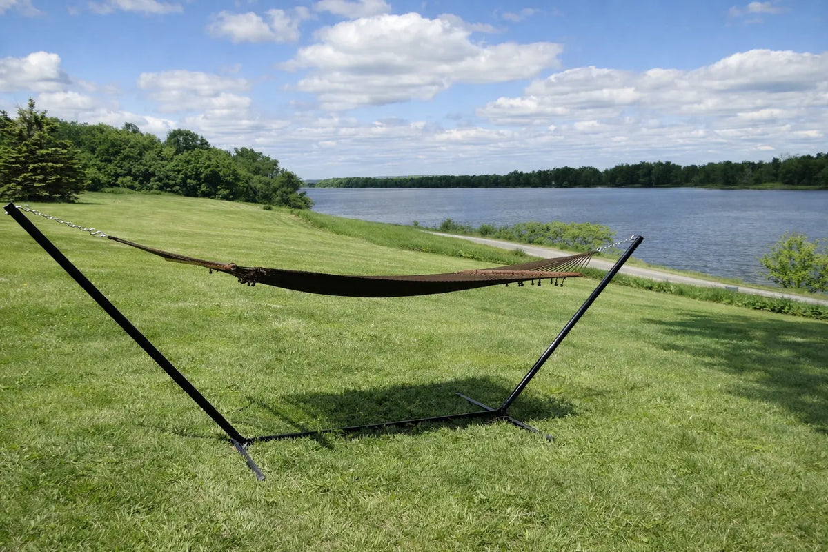 Deluxe Polyester Rope Hammock with 3-Beam Stand