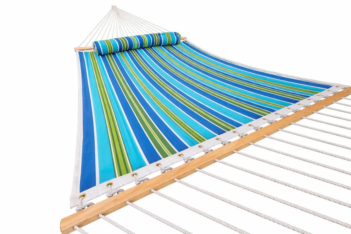 Blue and green striped hammock on a white background  QHD-CAROLINA