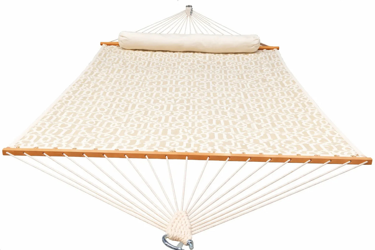 Beige hammock with wooden frame on a white background  QHD-COUNTRY