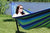 Blue and green brazilian hammock with universal stand