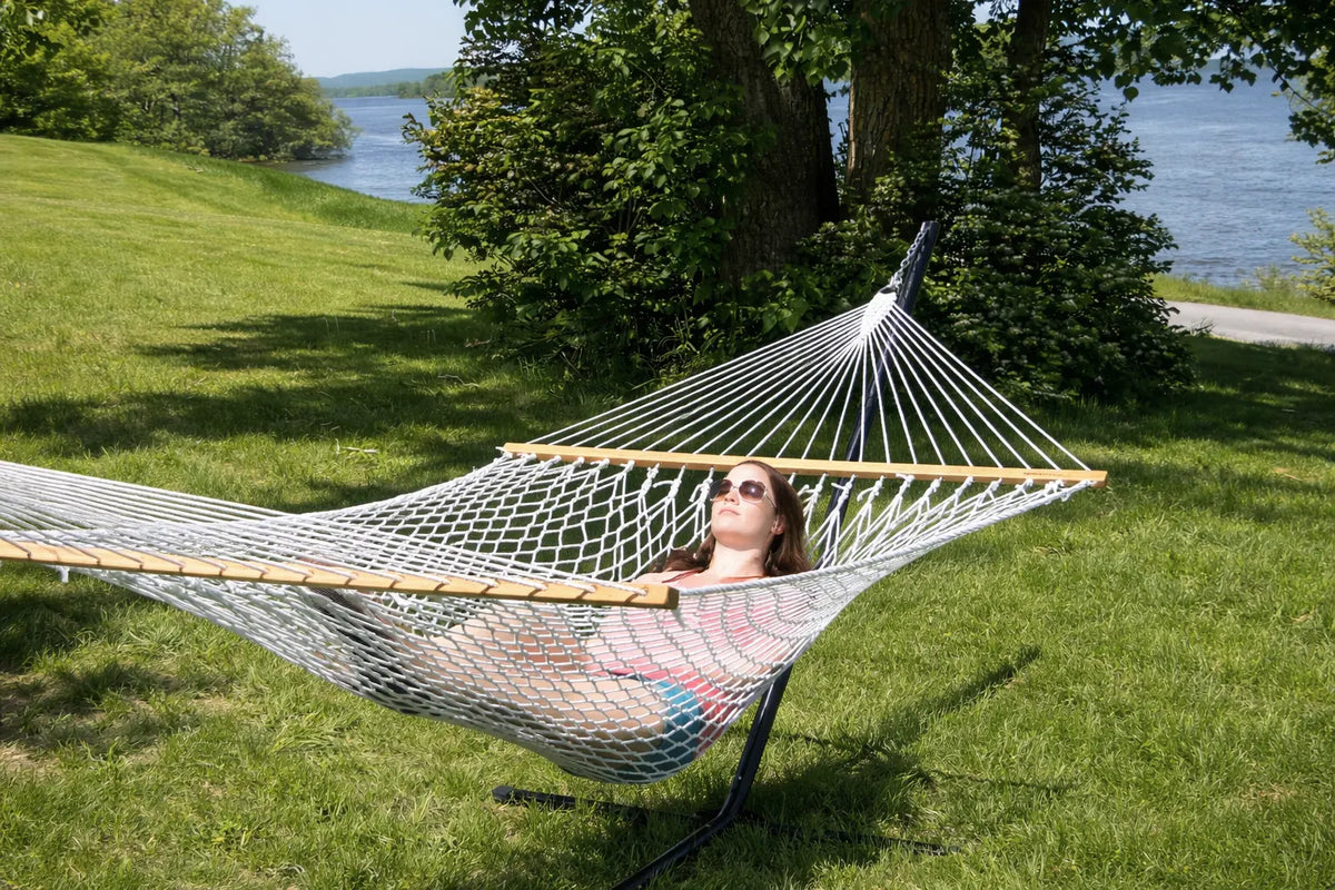 Cotton Rope Hammock with 3-Beam Stand