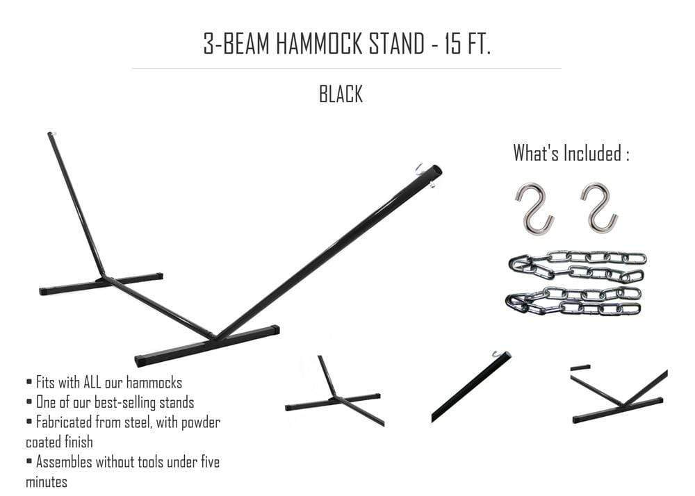 Hammock Universe USA Olefin Double Hammock with Matching Pillow - Quick Dry and 3-Beam Stand
