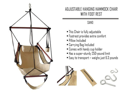 Hammock Universe Hammock Chairs Sandy Adjustable Hanging Hammock Chair with Foot Rest