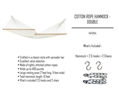 Hammock Universe Hammocks Natural Cotton Rope Hammock - Double