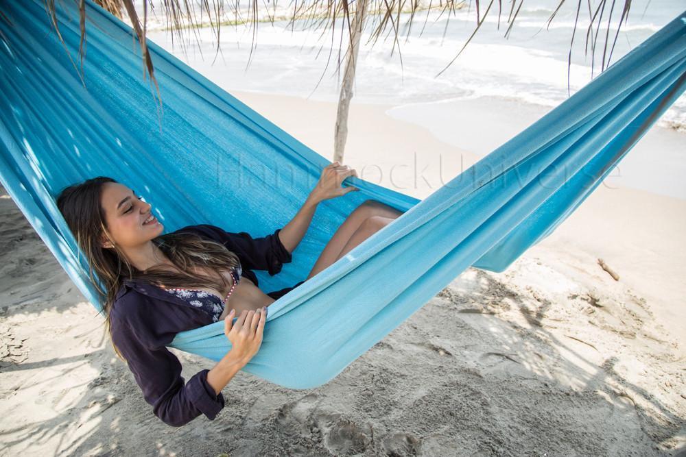 Hammock Universe USA Colombian Double Hammock with Bamboo Stand Light Blue 738447505344 CO-GIADA+BHS-C
