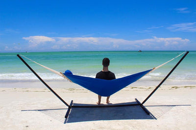 Olefin Double Quilted Hammock with Matching Pillow with 3-Beam Stand - Hammock Universe USA