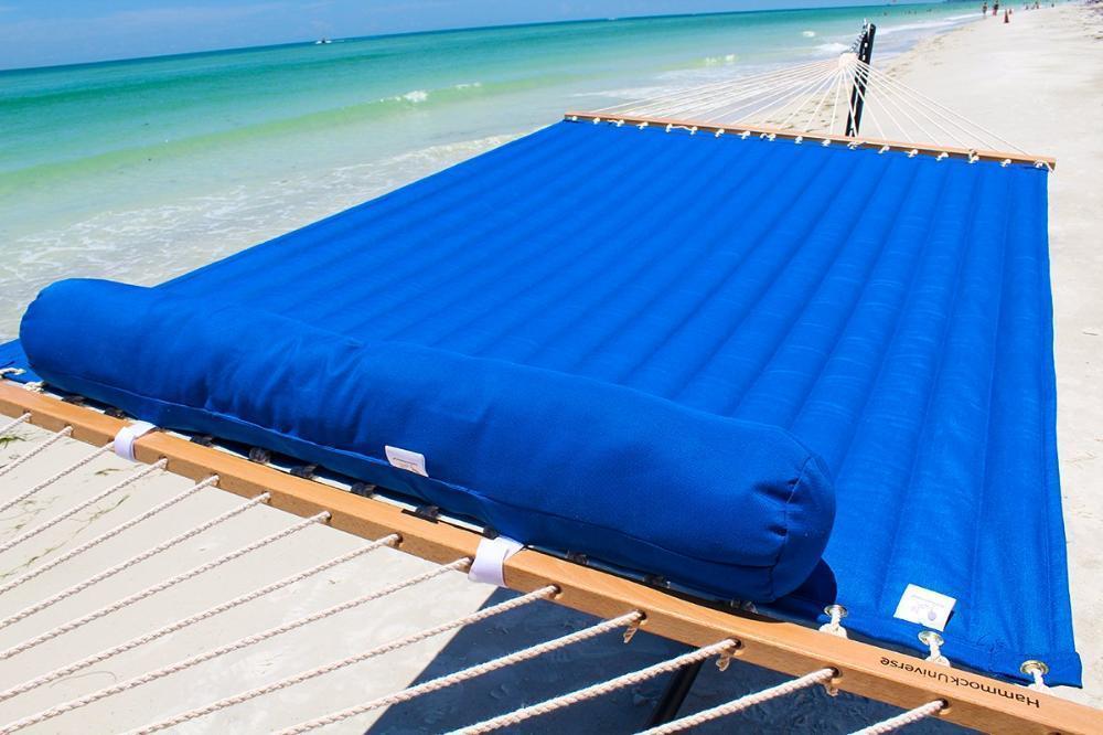 Hammock Universe USA Olefin Double Quilted Hammock with Matching Pillow and Eco-Friendly Bamboo Stand