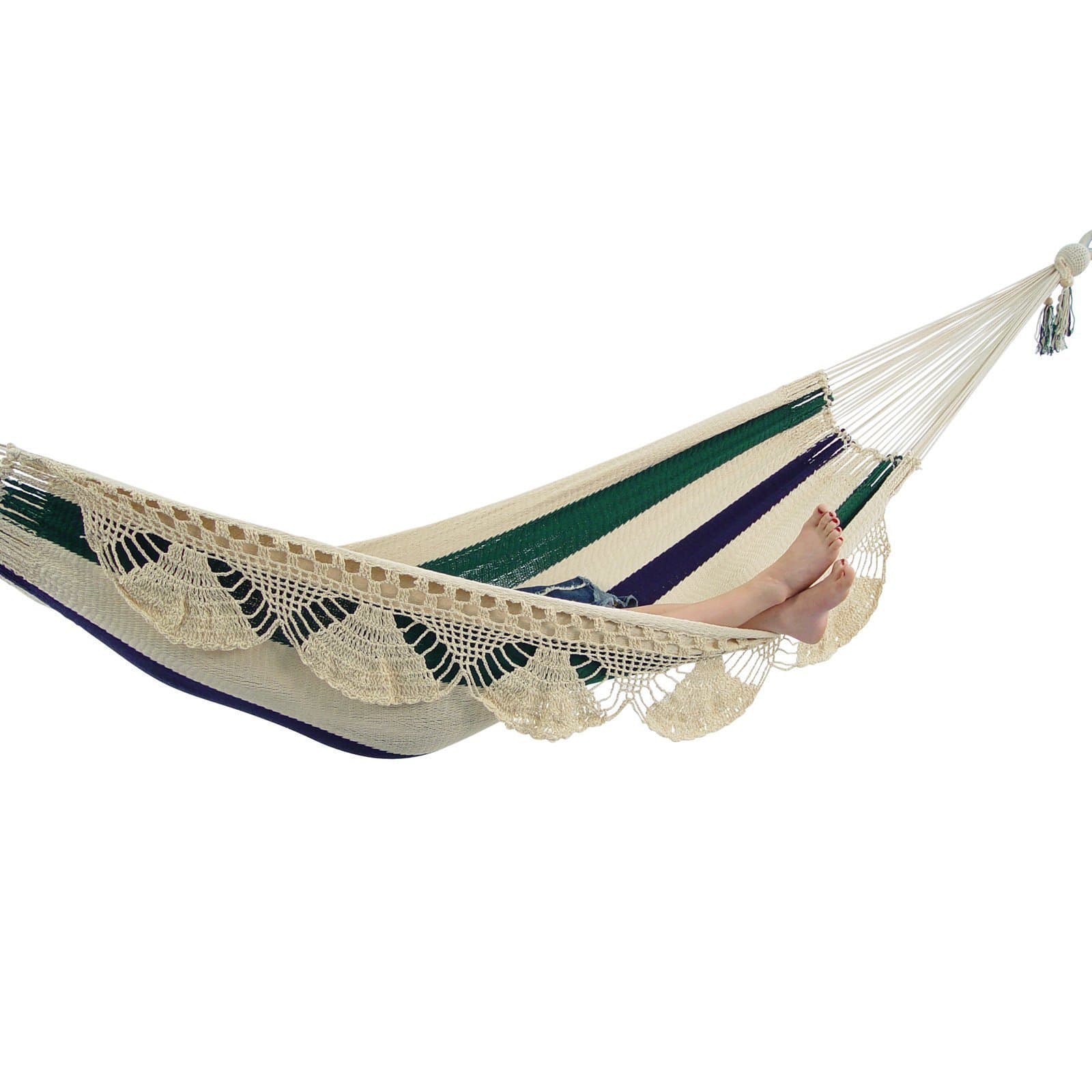 Hammock Universe Hammocks blue-white-green-stripes Nicaraguan Hammock - Deluxe