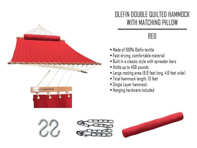 Olefin Double Quilted Hammock with Matching Pillow with 3-Beam Stand - Hammock Universe USA