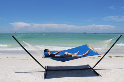 Olefin Double Quilted Hammock with Matching Pillow with 3-Beam Stand - Hammock Universe USA