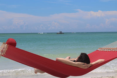 Hammock Universe Hammocks Olefin Double Quilted Hammock with Matching Pillow with 3-Beam Stand