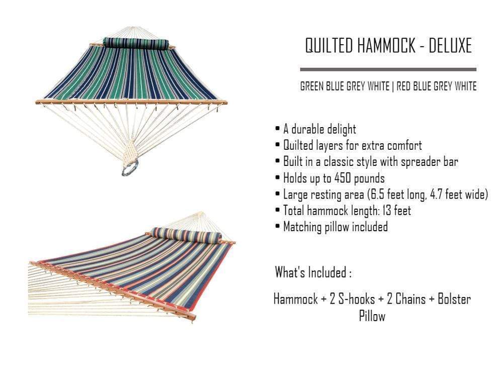 Hammock Universe USA Deluxe Quilted Hammock with Bamboo Stand