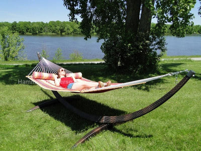 Hammock Universe Hammocks with Stands country-beige Deluxe Quilted Hammock with Wicker Stand