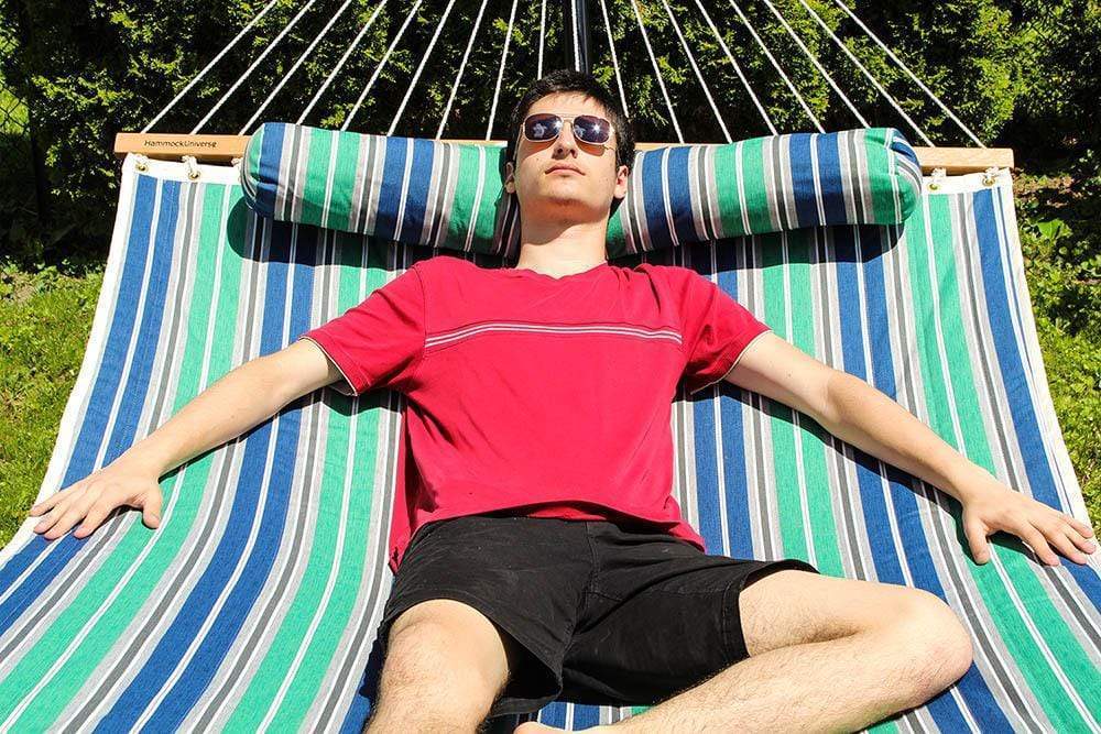 Hammock Universe USA Deluxe Quilted Hammock with Bamboo Stand