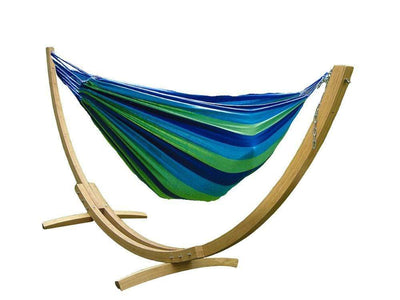 Hammock Universe Hammocks with Stands Blue and Green Stripes Brazilian Style Double Hammock with Bamboo Stand