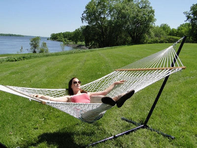 Hammock Universe Hammocks with Stands Natural Cotton Rope Hammock with 3-Beam Stand