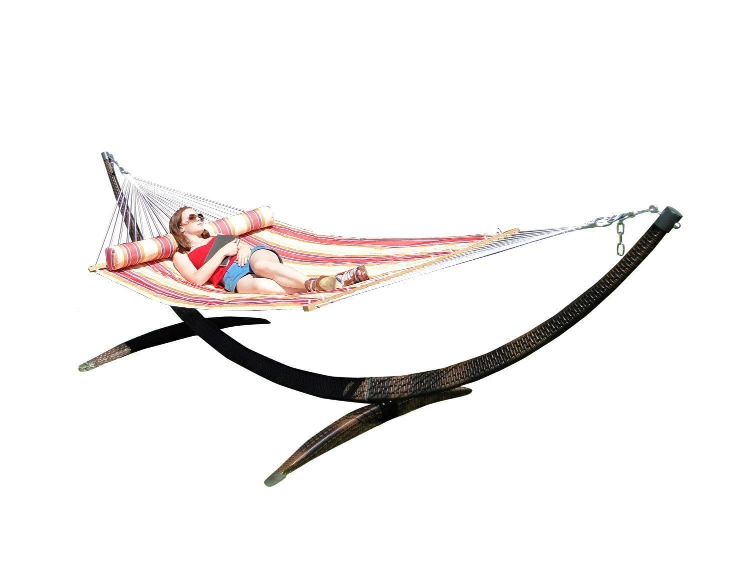 Hammock Universe Hammocks with Stands country-beige Deluxe Quilted Hammock with Wicker Stand