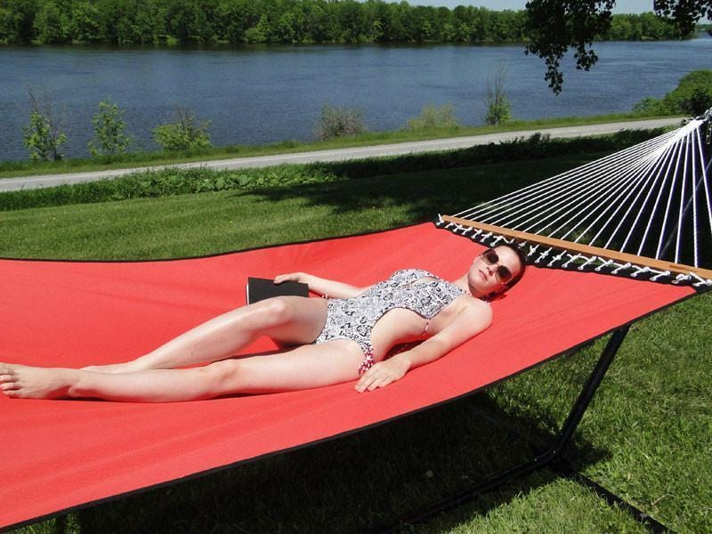 Hammock Universe Hammocks with Stands red Poolside | Lake Hammock with 3-Beam Stand