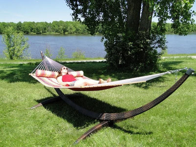 Hammock Universe Hammocks with Stands country-beige Deluxe Quilted Hammock with Wicker Stand
