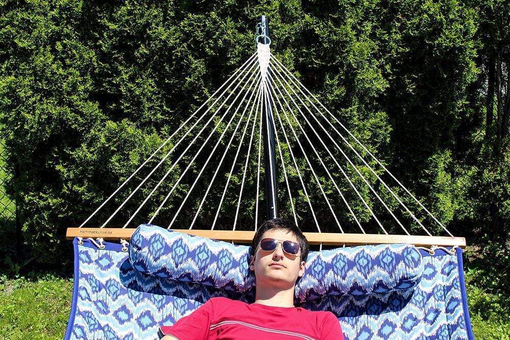 Hammock Universe USA Deluxe Quilted Hammock with Bamboo Stand