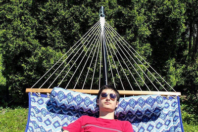 Hammock Universe USA Deluxe Quilted Hammock with Bamboo Stand